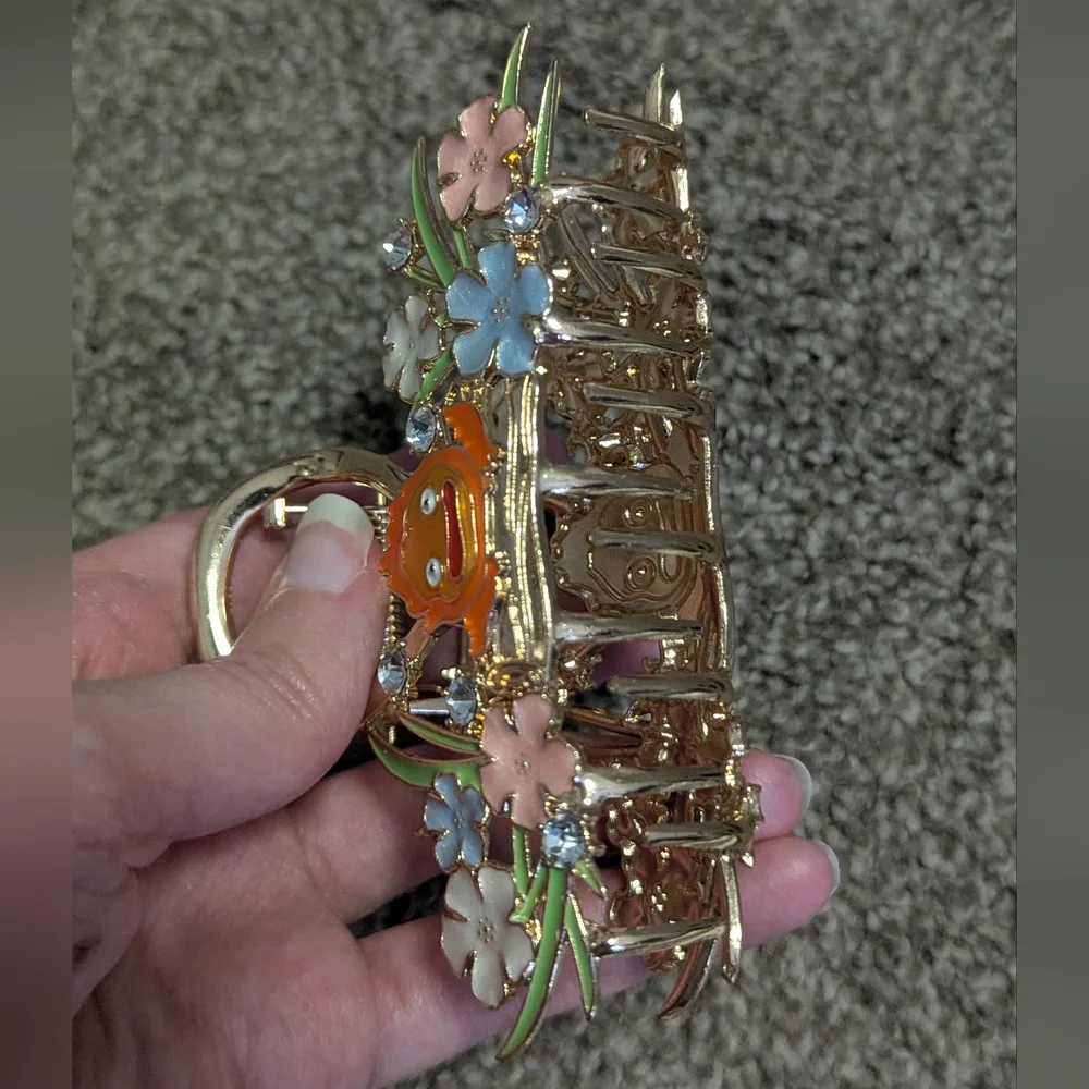 Studio Ghibli Howls Moving Castle Calcifer Fire Claw Clip Metal Strong Enamel